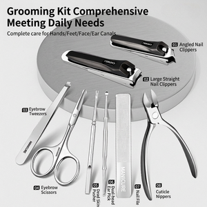 Ensemble d'outils de manucure et pédicure en cuir PU, kit de coupe-ongles avec fermeture éclair, étui de rangement portable pour les voyages et l'usage quotidien - Product Image 2