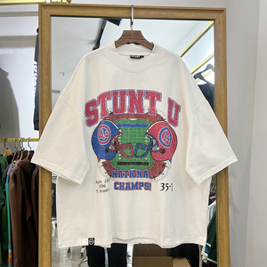Camiseta Blanca Personalizada de Gran Tamaño, de Alta Calidad, con Diseño Gráfico Urbano, 100% Algodón, Corte Cuadrado, para Hombre - Product Image 2