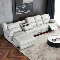 Modernes Elektrisches Zweisitzer-Ledersofa mit Heizfunktion, Ecksofa in L-Form, Smart Home Theater, Multifunktionales Holz-Wohnzimmer-Set mit Fernbedienung
