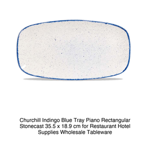 Plateau de service rectangulaire bleu indigo 35,5 × 18,9 cm Churchill Stonecast Shbixo1 - Product Image 2
