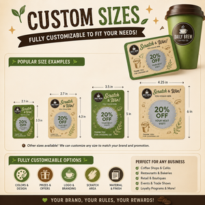 Cartes à gratter promotionnelles pour café, design gratuit, cartes de réduction, idéales pour attirer les clients et ajouter des surprises - Product Image 3