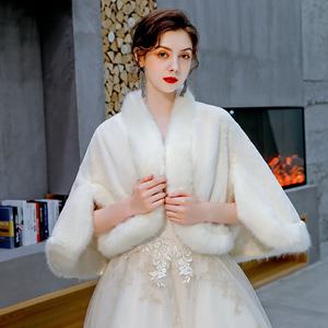 Châle mariée robe de mariée épaissie chaude cape demoiselle d'honneur blanc châle robe de mariée châle accessoires - Product Image 6