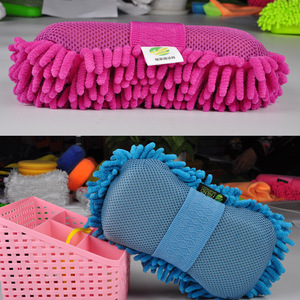 ฟองน้ำล้างรถ ชังค์ 22x12x5.5 ซม. วัสดุเชนิลล์ สำหรับทำความสะอาดรถยนต์ สีฟ้า สีชมพู สีส้ม สีเขียว - Product Image 2