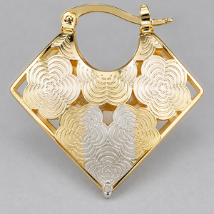 Orecchini a Cerchio Triangolari Traforati a Rosa per Donne, Gioielli Eleganti e alla Moda Multicolore - Product Image 5