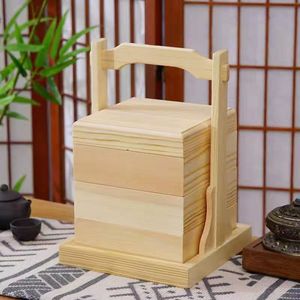 Caja de madera de varias capas para pasteles de luna, caja de regalo portátil de madera de pino para repostería china, forma rectangular - Product Image 3