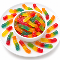 Bonbons Gommeux Squishy en Forme de Vers Halal, Saveur Jus Sucré, Bonbons Gommeux aux Fruits, Vente en Gros, OEM, Bonbons Gommeux Nouveauté, Bonbons Sucrés, Emballage
