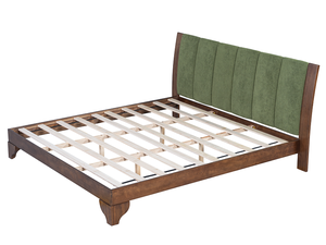 Cadre de lit king size en teck avec tête de lit incluse, style moderne du milieu du siècle, lit capitonné, couleur vert noyer, écologique - Product Image 5