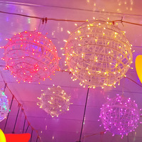 LED-Rattankugel-Licht für Außenbereich, Landschaftsbeleuchtung, Park- und Platzbeleuchtung, Weihnachtskugel, Hängende Baumbeleuchtung, Kleine Bunte Lichter