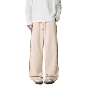 กางเกงขายส่งแฟชั่นใหม่สไตล์สปอร์ตหลากสีผ้าหนังกลับสำหรับผู้ชายปักลายทรงหลวมกางเกงขายาวผู้ชาย - Product Image 3