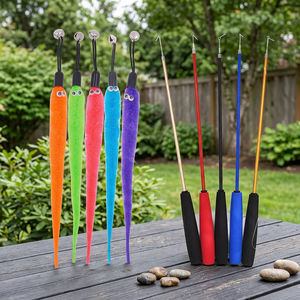 Varita de juguete colorida con diseño de gato de dibujos animados, repuesto de gusano metálico, juguete interactivo ecológico para entrenamiento y juego de gatos. - Product Image 5