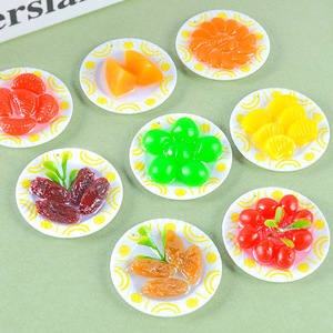 Plato de frutas en miniatura con frutas simuladas, manzanas, naranjas, modelos de alimentos, divertidos juguetes de comida en miniatura, llaveros y accesorios. - Product Image 2