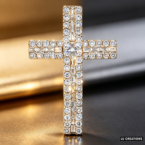 Collar con colgante de cruz de plata personalizado, chapado en oro de 10K/14K/18K, con diamante CVD cultivado en laboratorio, clásico, para regalo de compromiso, cadena para suéter - Product Image 6