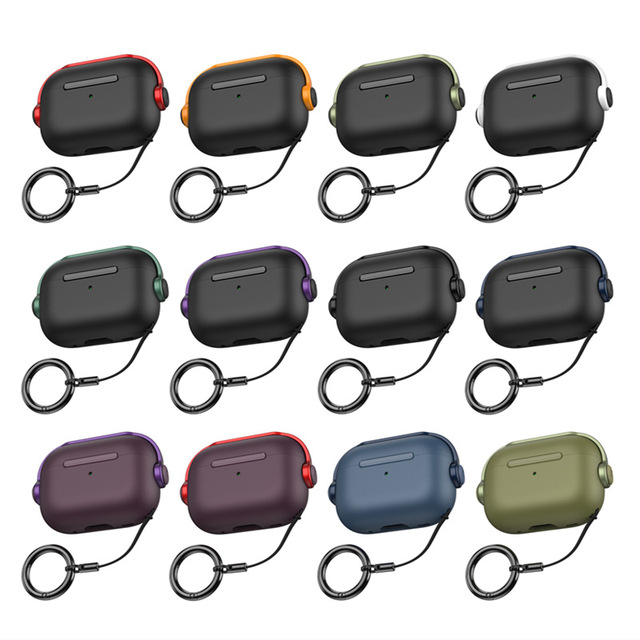 Hot Sell Safety Lock Earphone Case for Airpods Pro 3 Stand Shockproof Earbud Cover for Airpod 1/2 3 4 Pro 2 3 with Hook Keychain