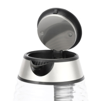 Bouilloire électrique en verre et acier inoxydable noir, nouveau design, 1500W, 1,7L