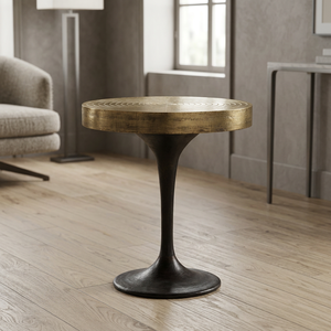 Mesa Auxiliar Moderna de Colección Curada con Tapa Redonda y Base Decorativa para Muebles de Sala - Product Image 5