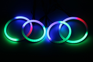 Anneau lumineux LED en coton 70mm-160mm, multicolore RGB, contrôle par application smartphone, effet de poursuite, éclairage Angel Eyes pour voiture - Product Image 6