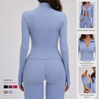 Haut de yoga à col montant, compression haute élasticité, pour entraînement en salle de sport, jogging, veste zippée slim, confortable, haut de yoga brossé essentiel
