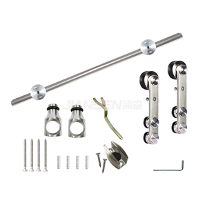 Quincaillerie de porte coulissante à glissière robuste en acier inoxydable de style rustique américain, système de quincaillerie de porte de grange, SS304, 6,6 pieds/2 m, porte simple - Product Image 6