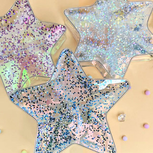 Custom iridescente in PVC stelle Glitter sacchetti cosmetici Laser PVC sacchetto compatto borsa per la conservazione di trucco da viaggio e uso quotidiano - Product Image 6