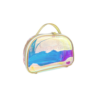 Offre Spéciale irisé tpu articles de toilette organisateur de stockage holographique pvc accessoires de voyage sacs et étuis à cosmétiques avec poignée supérieure
