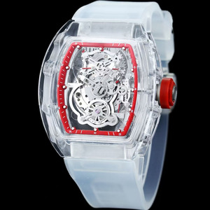 <b>Top</b> luxury and trendy transparent collection tourbillon power reserve rubber strap sapphire <b>crystal</b> men's mechanical watch - Product Image 2