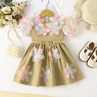 Robe d'été pour bébés filles, robe de princesse à fleurs en maille à manches bouffantes, vente chaude, haute qualité, mode, vente en gros