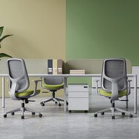 Chaise de bureau exécutive moderne JOHOOFURNITURE en maille avec support lombaire, appui-tête, base pivotante à cinq branches, dossier haut, gris, ergonomique, fabriquée en usine