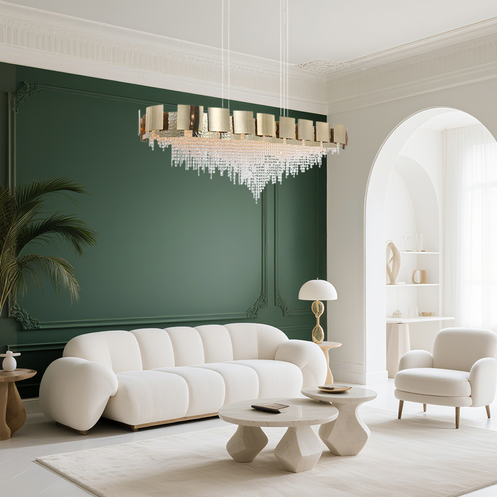 Modern Restaurant Fixture Round Drop Crystal Led Living Room RGB Lamp Pop Luxury Design Ceiling Light · image 2