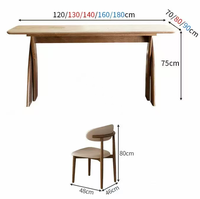 Ensemble de table et chaises de salle à manger rectangulaire en marbre et bois massif, style nordique moderne, 4 à 6 places, mobilier de ferme