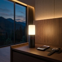 Hub de charge sans fil tout-en-un 4-en-1, chargeur Qi 15W avec haut-parleur et lampe LED, 360 °   Accessoire de bureau rotatif