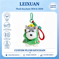 Porte-clés Schnauzer Arbre de Noël en peluche verte, motif chiot en costume d'arbre, avec pochette de rangement et ornement étoile, pour sac à dos, sac à main, cadeau