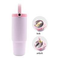 Nouvelle tasse thermos de 30 oz en acier inoxydable 304, tasse de voiture avec poignée, paille et compartiment à glace, anti-fuite, pour boissons