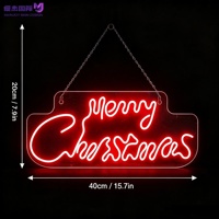 Insegna LED al Neon Personalizzata 'Buon Natale', Decorazione Luminosa per Albero di Natale, Alimentata USB per Feste, Casa e Vetrine