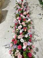 Chemin de table de luxe en soie artificielle, motif floral or et noir mélangé, pour décoration de mariage et escaliers