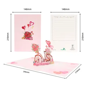 Hot Sale New Arrival Custom Handmade Valentine's Day 3D Pop Up Greeting Cards