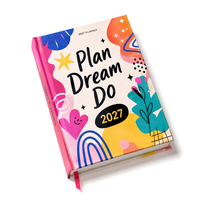 Agenda personnalisé 2027 avec couverture rigide, planificateur hebdomadaire et journalier, impression d'agendas et de journaux