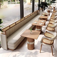 Meubles d'hôtellerie sur mesure, ensemble table et chaises de café, mobilier commercial pour restauration rapide, chaises de salle à manger en bois massif et en rotin pour restaurant