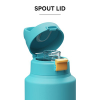 Bouteille d'eau potable en acier inoxydable à double paroi de 32oz avec couvercle à bec verseur, flacon isolé avec compartiment de rangement inférieur