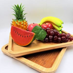 Plateau de service en bambou à motif bois, plateau de rangement multifonctionnel pour fruits et petit-déjeuner, usage résidentiel - Product Image 2