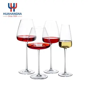 Copa de vino tinto transparente de gran tamaño, copa de cristal transparente con vástago largo