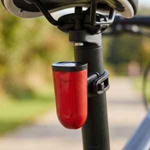 Feu arrière de vélo PRL-435 USB conforme ANSI, LED COB haute luminosité rouge rechargeable avec indicateur de batterie faible pour vélos - Product Image 1