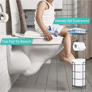 Porte-papier hygiénique autoportant avec étagère, support pour rouleau de papier de soie - Product Image 4