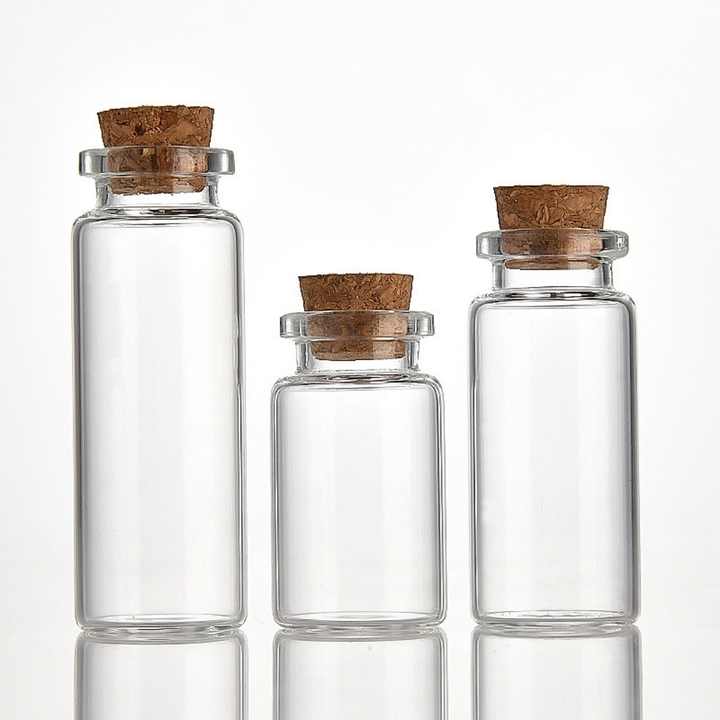 10ml 15ml 20ml Mini Bottles With Cor Lids Wishing Message Glass Bottles Vials Pudding Glass Jar With Cork Wooden Stopper Label