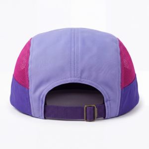 Casquette de camionneur décontractée d'été en polyester 100% hydrofuge avec logo personnalisé tissé, 5 panneaux, visière plate et dos en maille, vente en gros - Product Image 6
