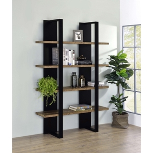 Estante de Exhibición de Madera Industrial de 4 Niveles, Estante Independiente sin Respaldo para Tiendas Minoristas y Oficinas, Diseño Vertical Estable - Product Image 1