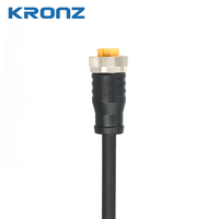 Câble pré-assemblé KRONZ 7/8 pouce avec connecteur mâle 5 broches A-Code, droit, en PVC noir, non blindé