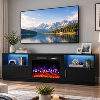 Meja Konsol TV Modern Terlaris dengan Rak Penyimpanan Terbuka, Meja TV dengan Perapian Elektrik dan Kristal untuk Penggunaan di Rumah
