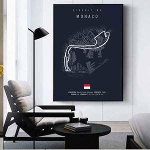 Pintura en lienzo del circuito de Fórmula 1 Imola Monaco, arte de pared F1, póster nórdico, imagen estética de carreras de automovilismo para decoración del hogar - Product Image 1