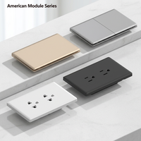 Prise murale modulaire américaine de type 118, 1 poste, panneau PC ignifuge, 2 ports USB, IP22, industrielle, 10A