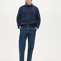 Pull en tricot personnalisé pour homme, col rond, col roulé uni